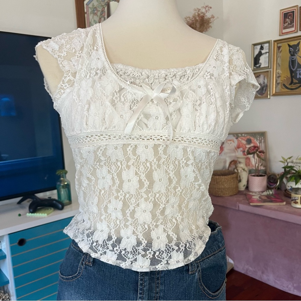 white milkmaid vintage style lace top